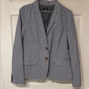 J. Crew Navy and White Plaid Blazer